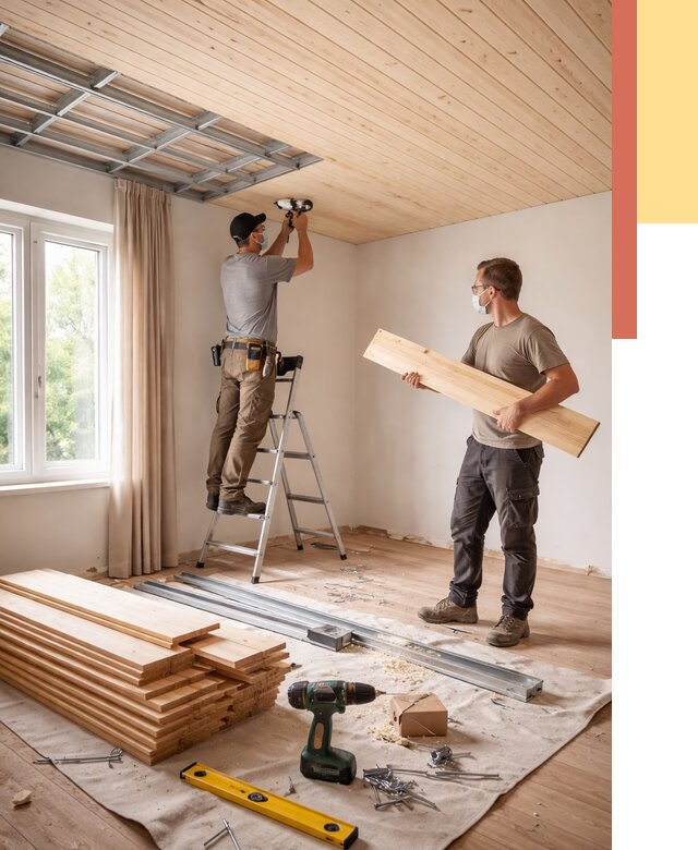 Монтаж потолка из вагонки в Ачинске от 6585 руб. | Быстро и недорого — ОТДЕЛОЧНИК-Чнс