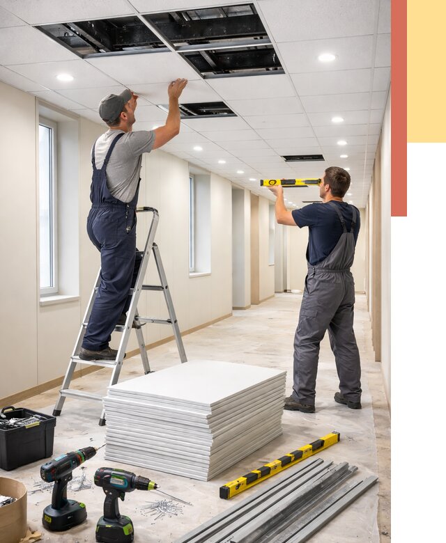 Ремонт потолка Армстронг в Ачинске от 4559 руб. — быстро и недорого | ОТДЕЛОЧНИК-Чнс