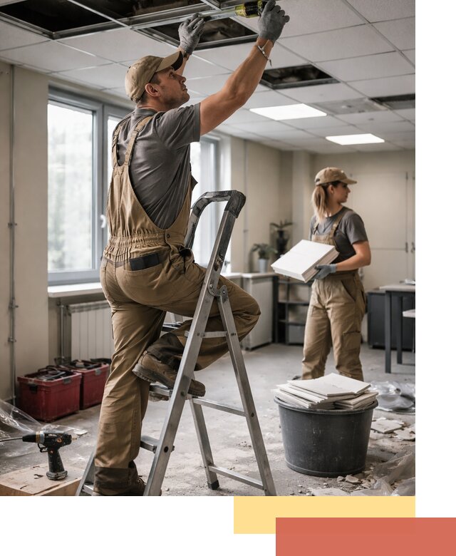 Ремонт потолка Армстронг и замена плит в Ачинске