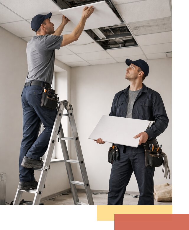 Обслуживание подвесного потолка в Ачинске — ремонт и чистка