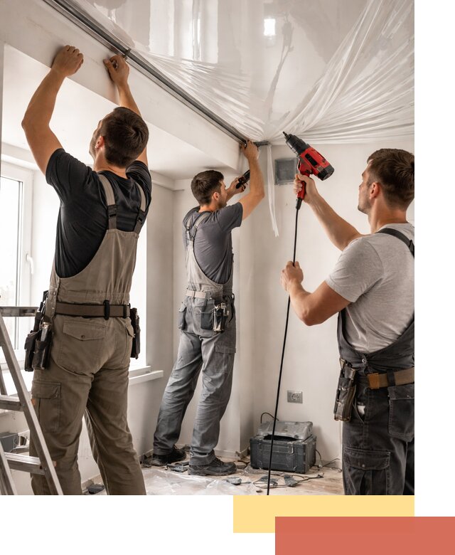 Монтаж глянцевого натяжного потолка в Ачинске быстро и качественно