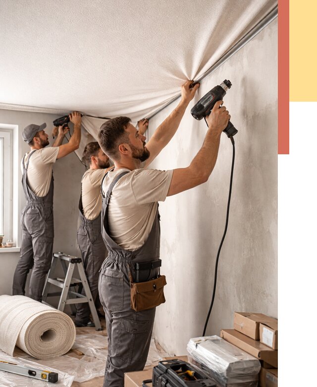 Монтаж фактурного натяжного потолка в Ачинске от 760 руб. — ОТДЕЛОЧНИК-Чнс