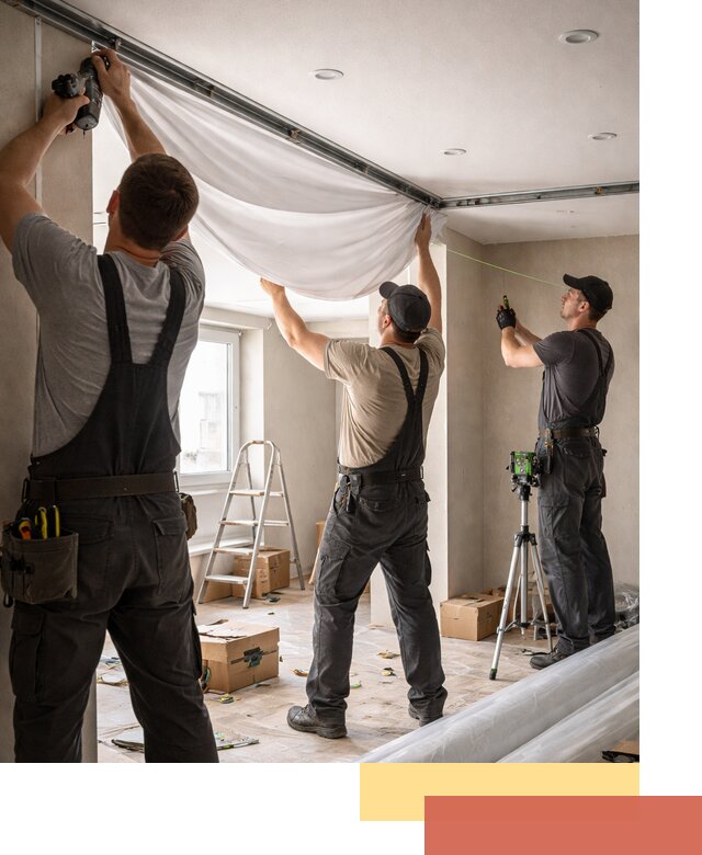 Монтаж парящего натяжного потолка под ключ в Ачинске