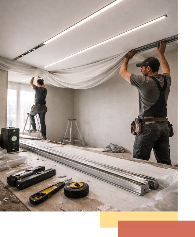 Монтаж натяжных потолков со световыми линиями в Ачинске