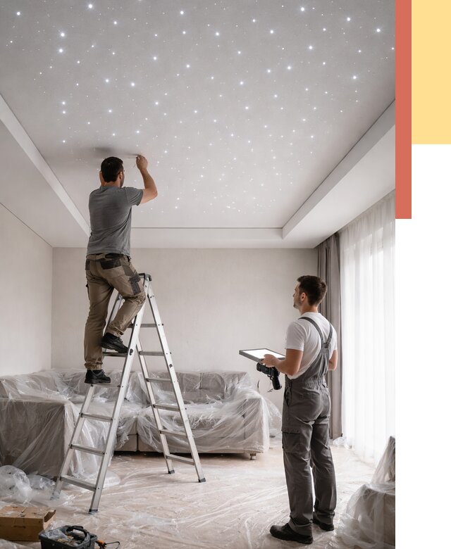 Монтаж натяжного потолка «звездное небо» в Ачинске от 6585 руб. | ОТДЕЛОЧНИК-Чнс