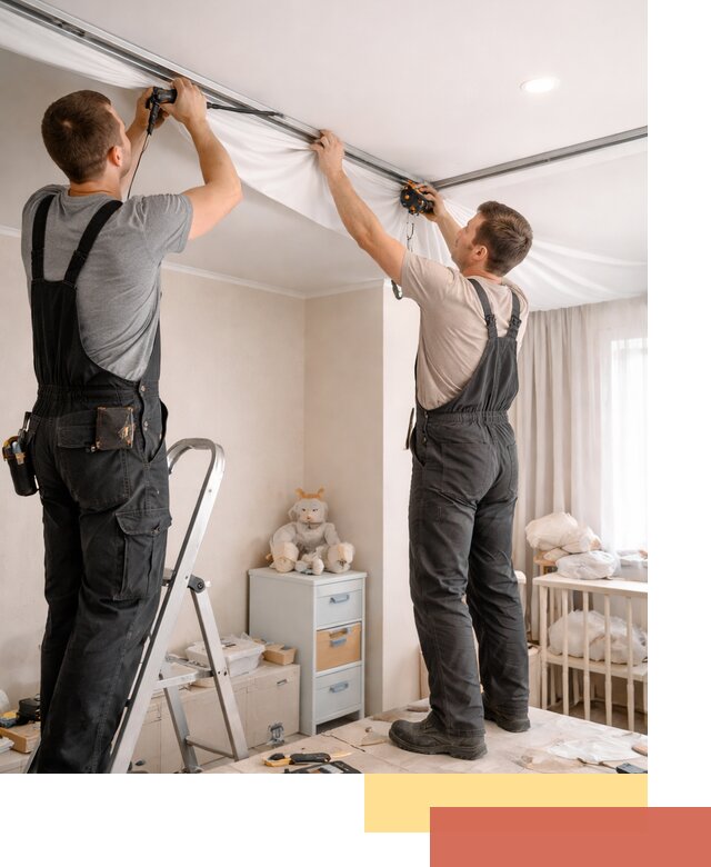 Монтаж натяжного потолка в детской комнате в Ачинске