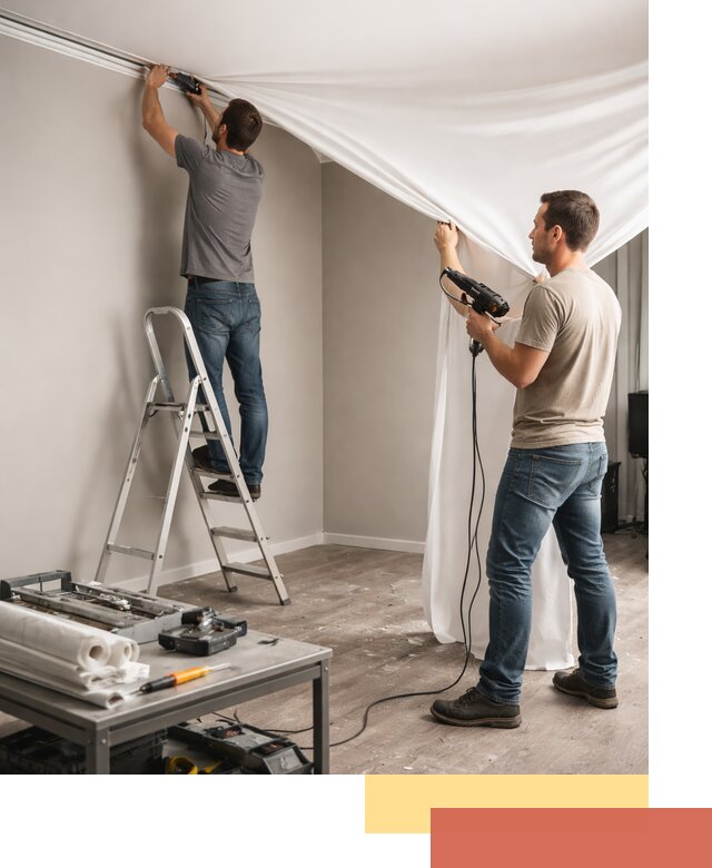 Монтаж натяжного потолка в студии в Ачинске