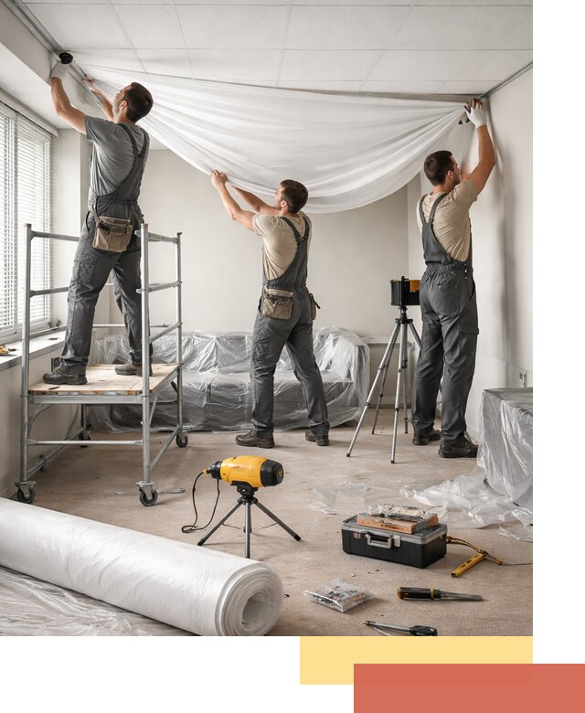 Монтаж натяжного потолка в офисе в Ачинске