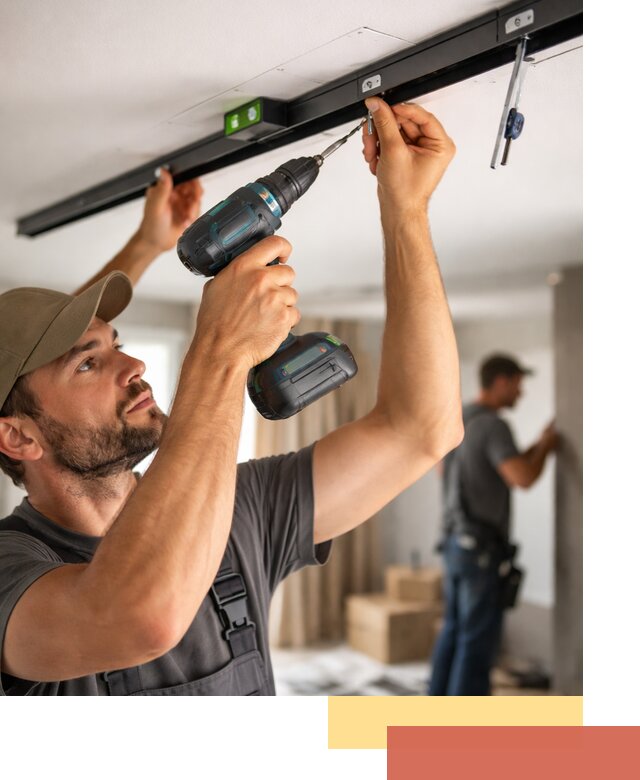 Установка трековых светильников в натяжной потолок в Ачинске