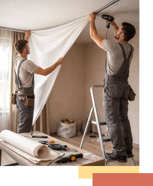 Замена полотна натяжного потолка в Ачинске быстро и качественно