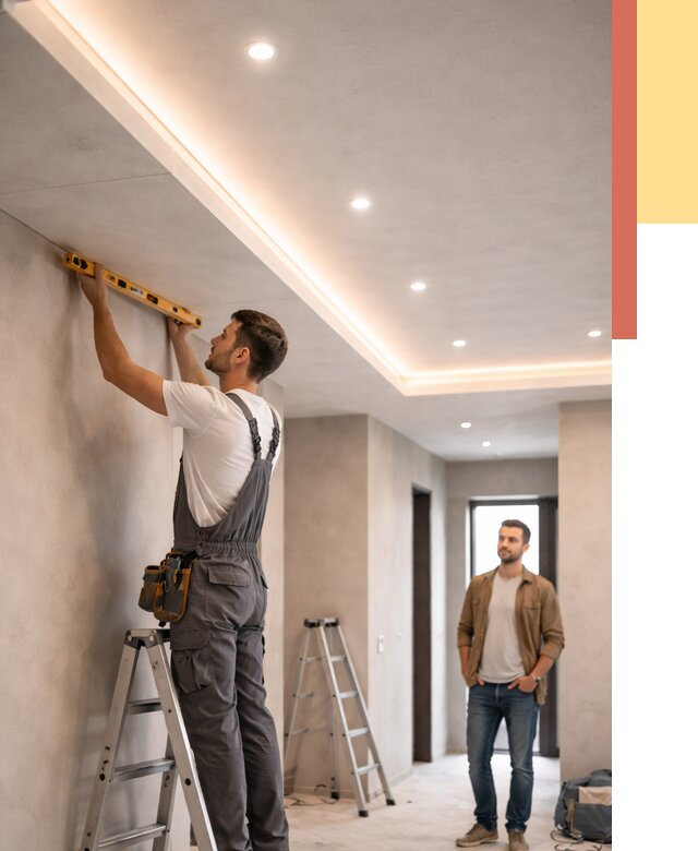 Потолок из гипсокартона с подсветкой в Ачинске от 760 руб./м2 под ключ | ОТДЕЛОЧНИК-Чнс