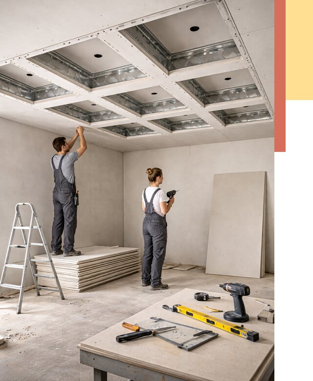 Кессонный потолок из гипсокартона в Ачинске от 1874 руб. — монтаж и под ключ | ОТДЕЛОЧНИК-Чнс