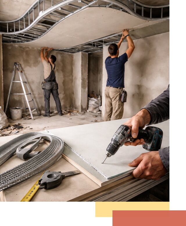 Криволинейный потолок из гипсокартона в Ачинске — монтаж и отделка