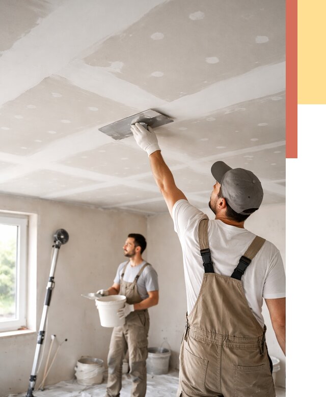 Шпаклевка потолка из гипсокартона в Ачинске от 3242 руб./м2 — услуги под ключ | ОТДЕЛОЧНИК-Чнс
