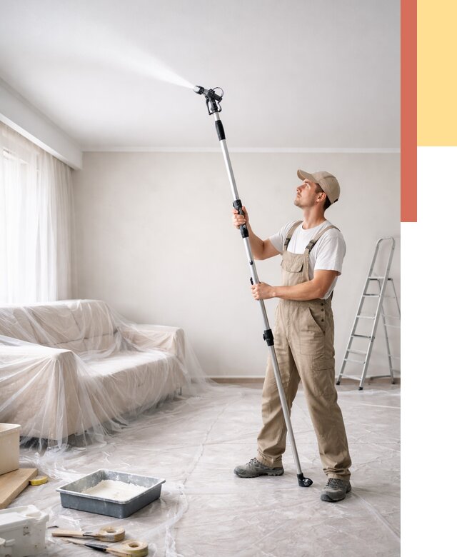 Покраска потолка краскопультом в Ачинске от 4559 руб. быстро и недорого | ОТДЕЛОЧНИК-Чнс