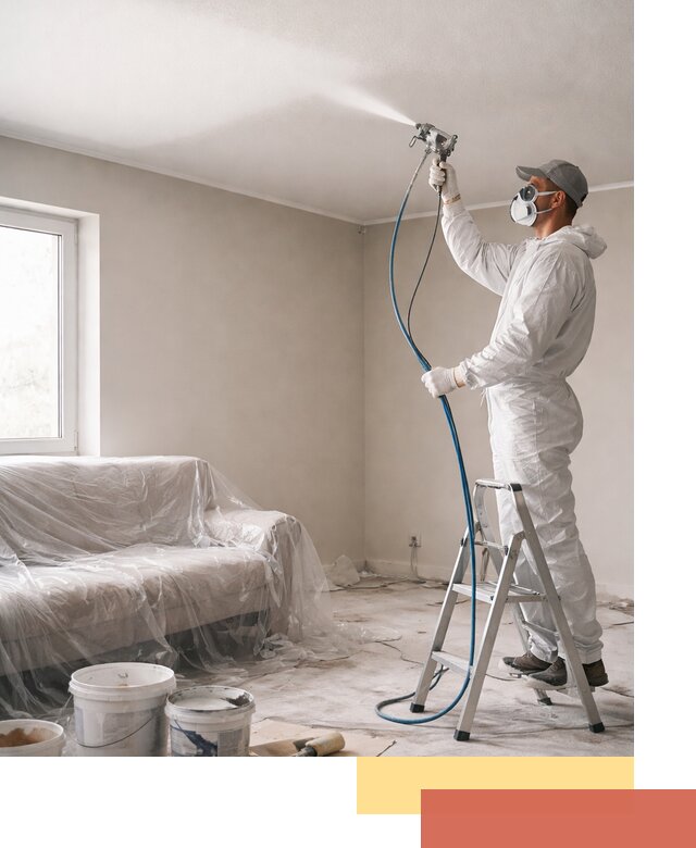 Покраска потолка краскопультом в Ачинске быстро и качественно