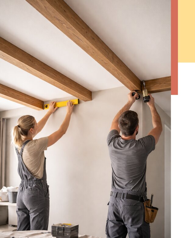 Монтаж декоративных балок на потолок в Ачинске от 4255 руб. — ОТДЕЛОЧНИК-Чнс